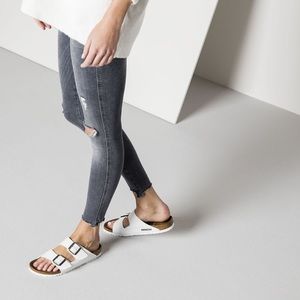 White Birkenstock Two-Strap Arizona